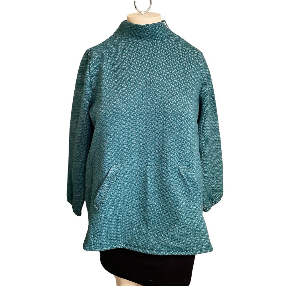 Soft Surroundings Varenna Pull Over Top teal quilted 1X